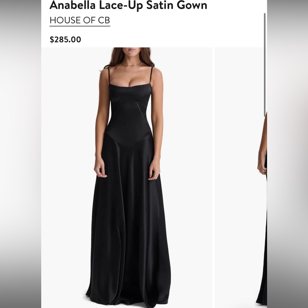 House of CB Black Satin Maxi Slip Gown